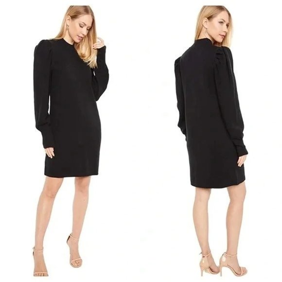 Wayf Dresses & Skirts - NWT Black Sweater Dress Rouched Shoulders WAYF